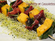 Recette brochettes d’escargots, mangue, speck et aromatiques