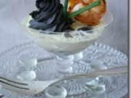 Recette pana cotta aux morilles, gambas et chantilly à l’encre