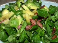 Recette mache aux lardons, avocats et gruyere