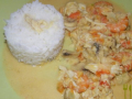 fricassée de crevettes et crabe coco curry